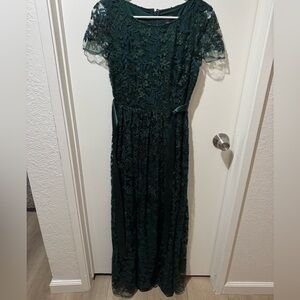 Tahari Dark Green Lace Maxi Dress